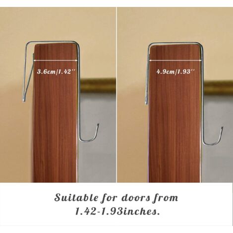 Adjustable Metal Door Hooks, 8 Pack Adjustable Over Door Hooks 10 x 5 cm, Fits Interior Doors with a Thickness of 3.6 to 4.9 cm, No Drilling Hook