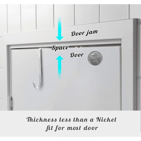 Adjustable Metal Door Hooks, 8 Pack Adjustable Over Door Hooks 10 x 5 cm, Fits Interior Doors with a Thickness of 3.6 to 4.9 cm, No Drilling Hook