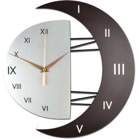 Modern Design Wall Clock Silent Kitchen Clock Creative Moon Shape Frame Home Decoration Clock (32x32cm) (1/4)