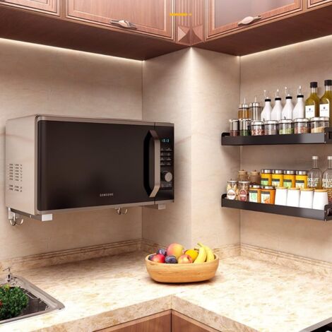Microwave Wall Mount Bracket, 304 Stainless Steel, with Hook, Foldable and Telescopic, Maximum Load 40 kg, Silver