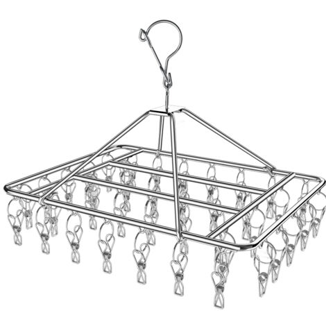 CSPARKV Stainless Steel Sock Drying Rack, Hanging Clothes Drying Rack with 40 Clips, Sock Hanger, Underwear Hanger, Bra, Towels, Drip Hanger Drainer (1/5)