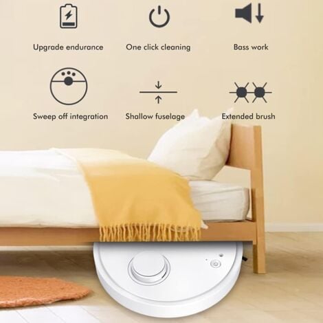 3 in 1 Robot Vacuum Cleaner with Mopping Function, Robot Vacuum Cleaner with 1.1-1.2Kpa Powerful Suction Mode, 177ml Dust Bin, 4cm Super Slim, 70min Runtime