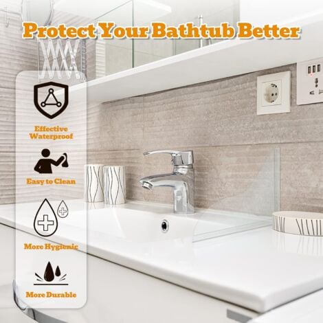 Set of 2 Transparent Bathtub Splash Guard, Bathtub Splash Guard to Keep Water in Shower, Anti-Splash Devices