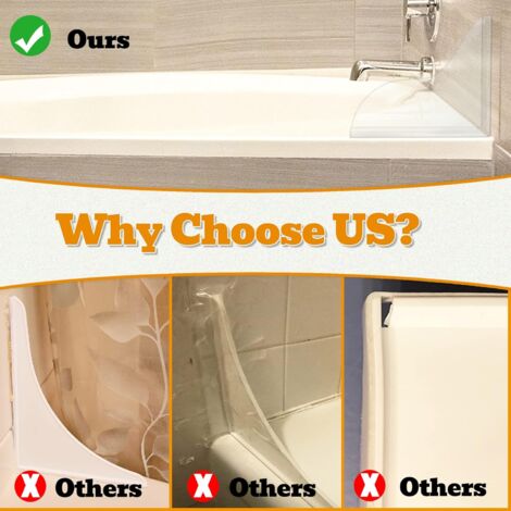 Set of 2 Transparent Bathtub Splash Guard, Bathtub Splash Guard to Keep Water in Shower, Anti-Splash Devices