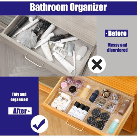 6-Piece Drawer Organizer Set With Adjustable Dividers - Plastic Trays For Bathroom, Makeup, Office - View #2