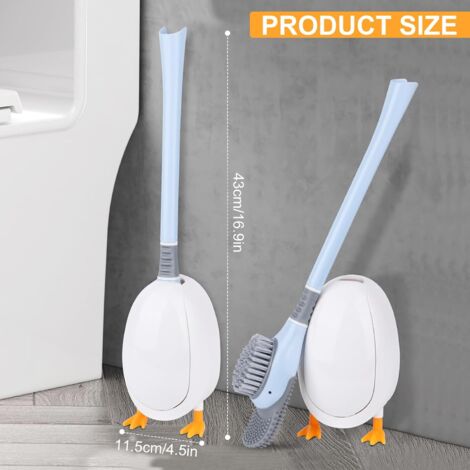 CSPARKV Toilet Brush, Wall-Mounted/Standing Toilet Brush, Silicone Toilet Brush with Wall Stickers, Toilet Brush with Silicone and Hard Bristles, Toilet Brush for Floor and Wall Mounting (Blue)