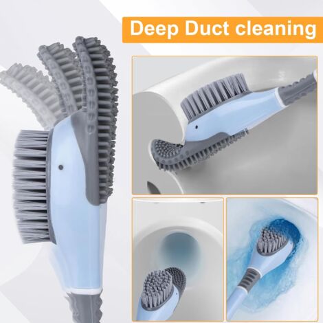 CSPARKV Toilet Brush, Wall-Mounted/Standing Toilet Brush, Silicone Toilet Brush with Wall Stickers, Toilet Brush with Silicone and Hard Bristles, Toilet Brush for Floor and Wall Mounting (Blue)