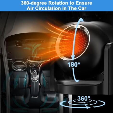 CSPARKV 2 in 1 Portable Windshield Defogger and Defroster Fan Heater 120W with 360 Degree Rotating Base