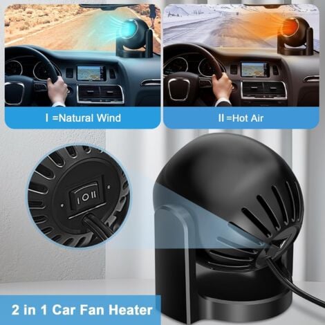 CSPARKV 2 in 1 Portable Windshield Defogger and Defroster Fan Heater 120W with 360 Degree Rotating Base