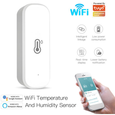 CSPARKV WiFi Thermometer Hygrometer Sensor, Real-Time Remote Monitoring Smart Thermohygrometer with Data Storage