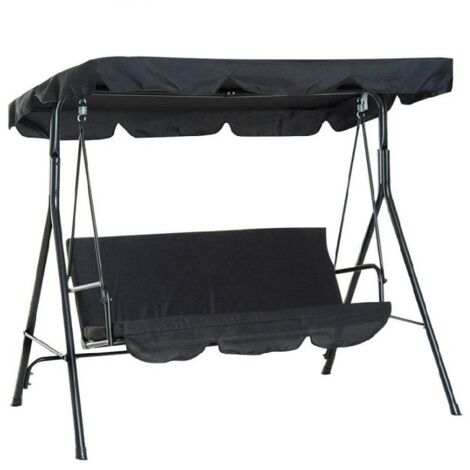 CSPARKV BLACK Replacement Roof for 3 Seater Garden Swing, Universal Replacement Canopy for Outdoor Garden Swing, Waterproof UV Protection Replacement Cover Swing Roof