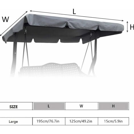 CSPARKV BLACK Replacement Roof for 3 Seater Garden Swing, Universal Replacement Canopy for Outdoor Garden Swing, Waterproof UV Protection Replacement Cover Swing Roof