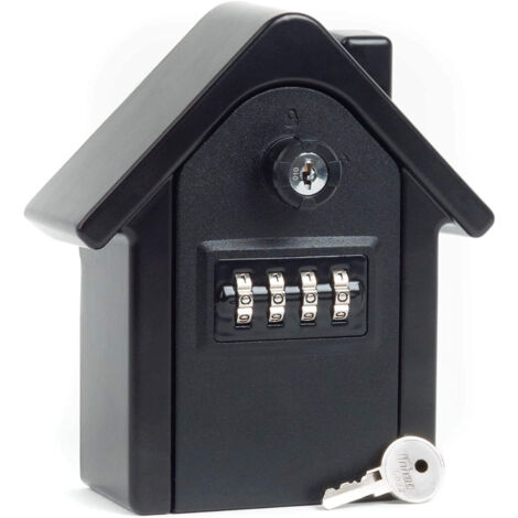 CSPARKV Secure key box house shape emergency key code safe key sage garage, 15x13.5x5.5 cm, black