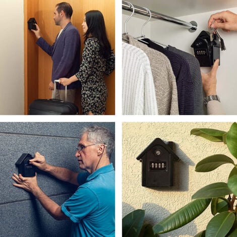CSPARKV Secure key box house shape emergency key code safe key sage garage, 15x13.5x5.5 cm, black
