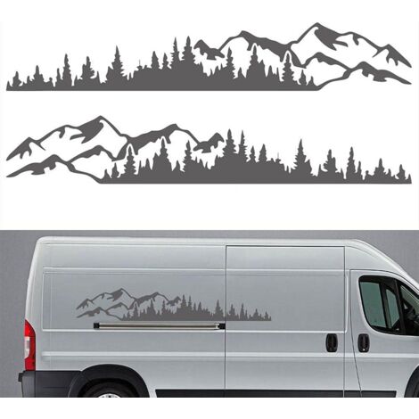 Gray 2pcs Car Sticker Mountain Forest Vinyl Car Sticker Truck Window Bumper Car Door Sticker Kayak Decorative Vinyl Body Sticker