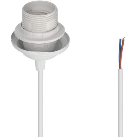 2x Electric Cable for Lamp - Cable with White E27 Socket and Fixing Ring - Suspension Mount for Ceiling Light