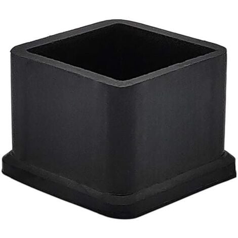 2.5 x 2.5 cm (1 inch x 1 inch) Pack of 16 Thick Square Black Rubber Chair Table Leg Caps Protectors