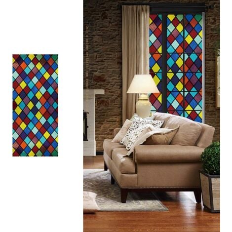 45x100cm Window Privacy Window Glass Sticker Opaque Decorative Stained Glass Window Film, Self-Adhesive Blackout Window Film for Home Bedroom Bathroom Living Room
