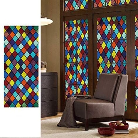 45x100cm Window Privacy Window Glass Sticker Opaque Decorative Stained Glass Window Film, Self-Adhesive Blackout Window Film for Home Bedroom Bathroom Living Room
