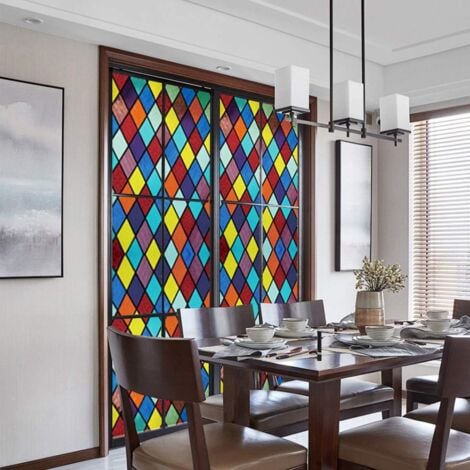 45x100cm Window Privacy Window Glass Sticker Opaque Decorative Stained Glass Window Film, Self-Adhesive Blackout Window Film for Home Bedroom Bathroom Living Room