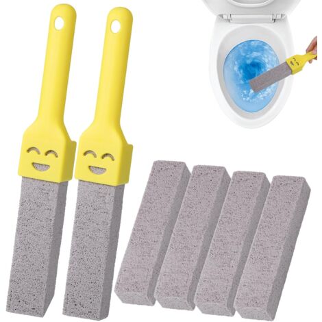 CSPARKV 6Pcs Pumice Stone Toilet Brush, Pumice Stone Cleaning Brush with Two Handles, Replaceable Pumice Stone Pool Brush for Removing Limescale from Toilets, Cleaning Products and Accessories (1/5)