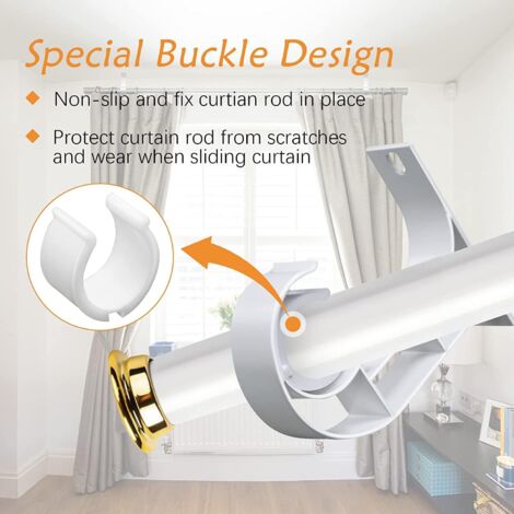 CSPARKV Ceiling Curtain Rod Bracket, Heavy Duty White Curtain Rod Brackets, Aluminum Alloy Curtain Rod Holder with Plastic Buckle, Ceiling Brackets