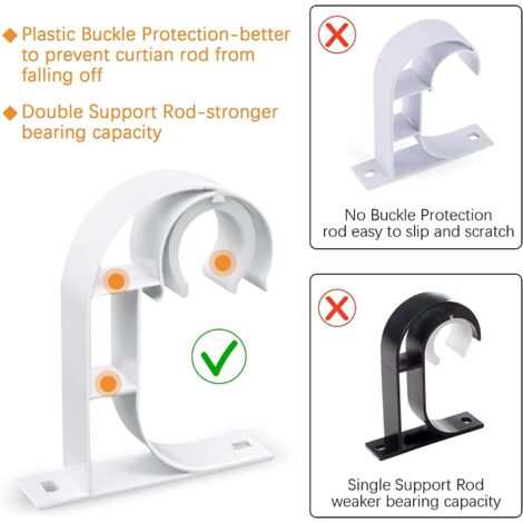 CSPARKV Ceiling Curtain Rod Bracket, Heavy Duty White Curtain Rod Brackets, Aluminum Alloy Curtain Rod Holder with Plastic Buckle, Ceiling Brackets