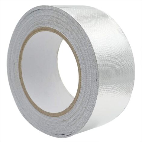 CSPARKV Aluminum Foil Tape Sealing Strip 48mm x 10m Reinforced with Glass Mesh Fabric for Ventilation, Temperature Resistance -30120°C, Silver (1/5)