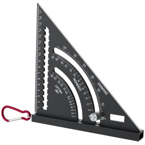 in 1 Carpenter Square, Aluminum 180mm Carpenter Squares, Multifunction Scribing Marking Gauge, 0-90° Protractor, with Hook, Pencil Storage, Plumb Function (1/5)