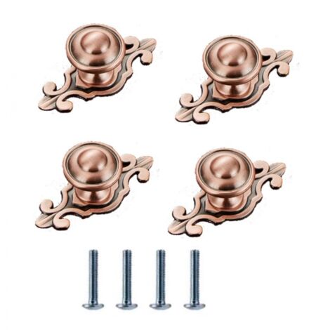 74mm Matte Red Bronze,4 Door Knobs with Base, Vintage Rural Pull Handles for Cabinets, Drawers, Cupboard or Doors (1/5)