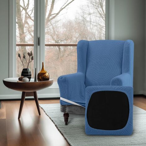 (Denim Blue)Wingback Chair Cover,Non-Slip Armchair Slipcover Spandex Jacquard Fabric with Elastic Bottom Washable Furniture Protector for Living Room Hotel Bedroom