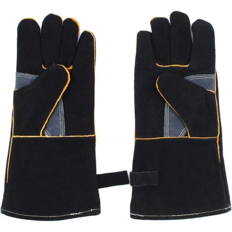 CSPARKV Heat and Fire Resistant Gloves Welding Gloves for Fireplace, Stove, Oven, Grill, Welding, BBQ, Pot Holder, Cowhide Leather Protective Gloves 14 Inch