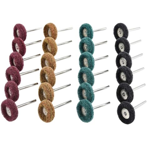 CSPARKV 40Pcs 25mm Abrasive Polishing Discs, Buffing Accessories for Dremel Rotary Tools - Brown 80 Grit/Green 150 Grit/Red 240 Grit/Black 300 Grit, Scouring Pad and Metal Shank (1/5)