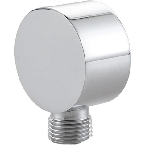 CSPARKV Wall Connection Elbow, Universal Wall Connection Elbow, 1/2", for Hand Shower and Shower Systems, Wall Connection Elbow (Silver White - Round) (1/5)