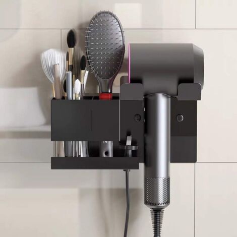 CSPARKV Metal Hair Dryer Holder Wall Mounted Hair Dryer Bracket for Dyson Supersonic Hair Dryer Universal Black