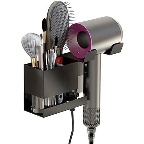 CSPARKV 12.7x10x6.3cm Metal Hair Dryer Holder Wall Mounted Hair Dryer Bracket for Dyson Supersonic Hair Dryer Universal Black