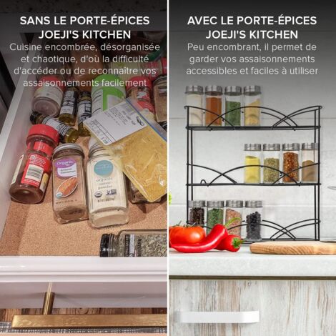 CSPARKV x34 cm Kitchen Spice Rack Black Spice Rack Holder