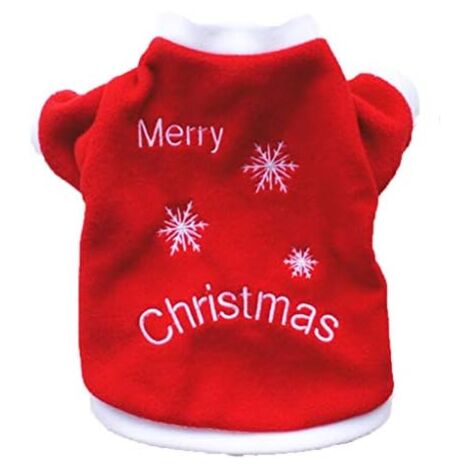 CSPARKV 20x30x20cm Plush Dog Top, Winter Christmas Print Clothes Coat T-Shirt Cotton Pullover Cat Small Sweatshirt Sweater Warm Puppy Vest Tutu Dress Costume Plush Christmas Pets Explosive (1/5)