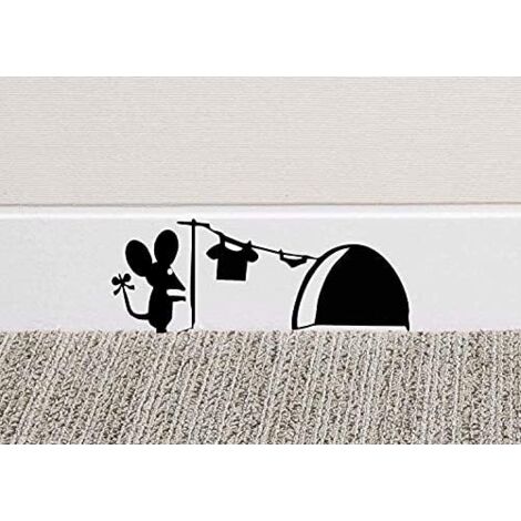 CSPARKV 18x7cm Mouse Hole House Vinyl Wall Sticker for Baseboard (1/5)