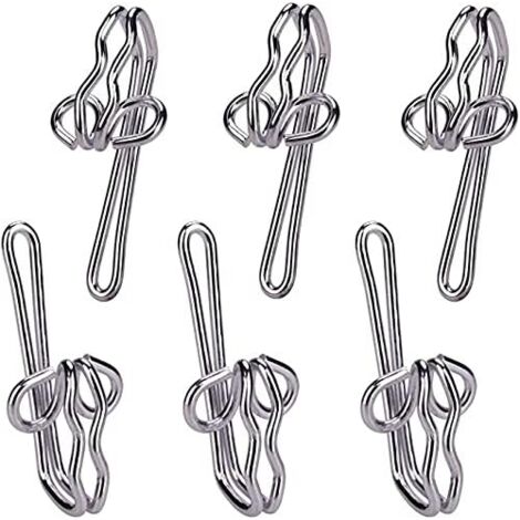 CSPARKV 28x12mm Heavy Duty Curtain Hooks - 100 pcs - Strong Metal Curtain Hook, Shower Curtain - Versatile and Easy to Install Curtain Hook - Stainless Steel (1/5)