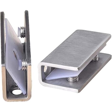 CSPARKV 4Pcs Stainless Steel Glass Clamp Adjustable Glass Shelf Bracket 8-12mm Thickness Rectangular Glass Clamp Stainless Steel Glass Clamp for Balustrade Staircase Bathroom, with Screws
