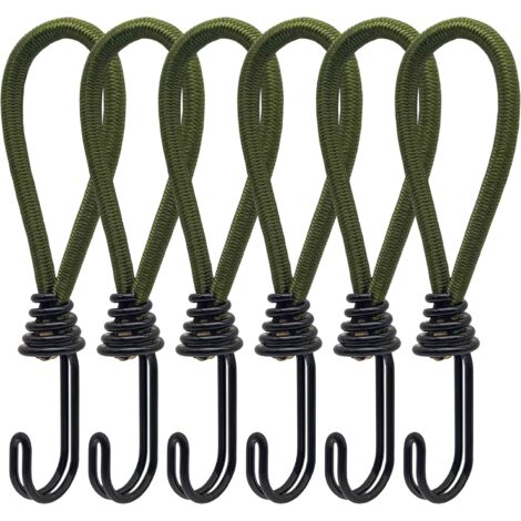 CSPARKV 6pcs Rubber Bungee Cord with Spiral Hooks for Tents, Tarps, PVC Banners, Pavilions, Trampolines, Shade Sails (1/5)