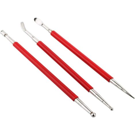 CSPARKV Clay Sculpting Tools Set, Metal Double Ended Ball Dotting Tools Paint Brushes, 3 Different Silicone Craft Clay Indentation Tools