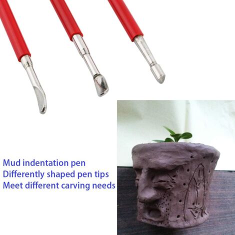 CSPARKV Clay Sculpting Tools Set, Metal Double Ended Ball Dotting Tools Paint Brushes, 3 Different Silicone Craft Clay Indentation Tools