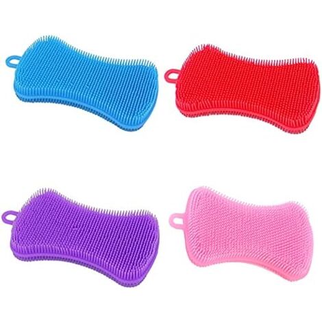 CSPARKV 12.5x7cm Scrubbers Silicone Sponge Multipurpose Silicone Scouring Sponge Brush Scrubber Multipurpose Kitchen Dishwashing Brush for Bathroom Fruit Vegetable Scrubber Kitchen Utensils Brush Acce