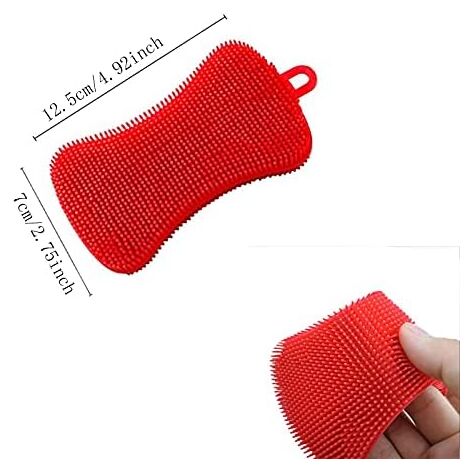 CSPARKV 12.5x7cm Scrubbers Silicone Sponge Multipurpose Silicone Scouring Sponge Brush Scrubber Multipurpose Kitchen Dishwashing Brush for Bathroom Fruit Vegetable Scrubber Kitchen Utensils Brush Acce