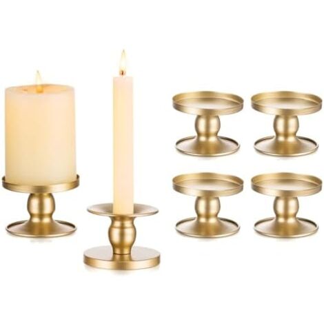 CSPARKV Set of 6 Small Candle Holder Gold Wedding - Decorative Metal Candle Holders for Pillar Candles Christmas Home Decoration Advent Modern Table Centerpiece (1/5)
