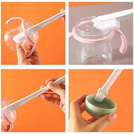 CSPARKV 25cm Multi-Purpose Bottle Brush - 3 Pack Bottle and Straw Brushes, Crevice Brush, for Home, Kitchen and Bathroom