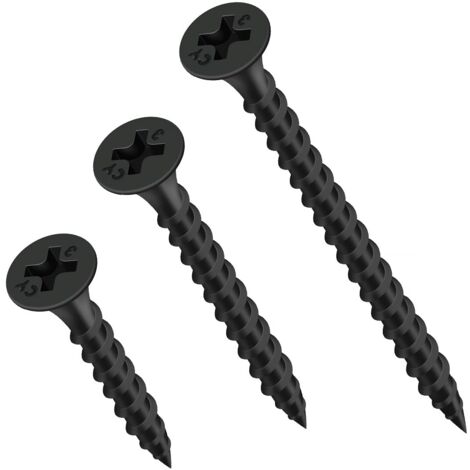 CSPARKV 100Pcs M3.5 x 40mm Quick Fixing Screws, Black Drywall Screws, Phosphated Drywall Screws for Plasterboard on Steel Profile for Drywall, Trumpet Head (1/5)