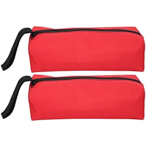 CSPARKV 25 X 8.5 X 7cm 2 Pieces Small Multifunctional Tool Bag Portable Polyester Tool Kits Storage Bag with Hanging Strap and Zipper (Red) (1/5)
